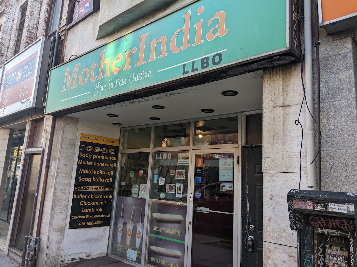Mother India Roti storefront on Queen St West, Toronto