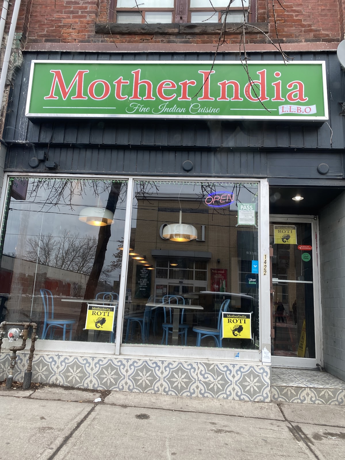 Mother India Roti sign on Queen St West