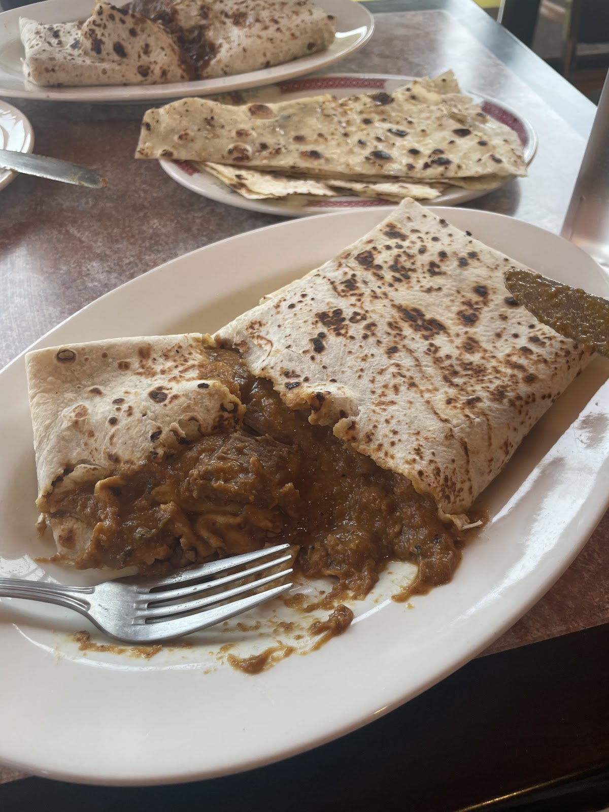 Curry and roti at Mother India Roti St Clair Ave W